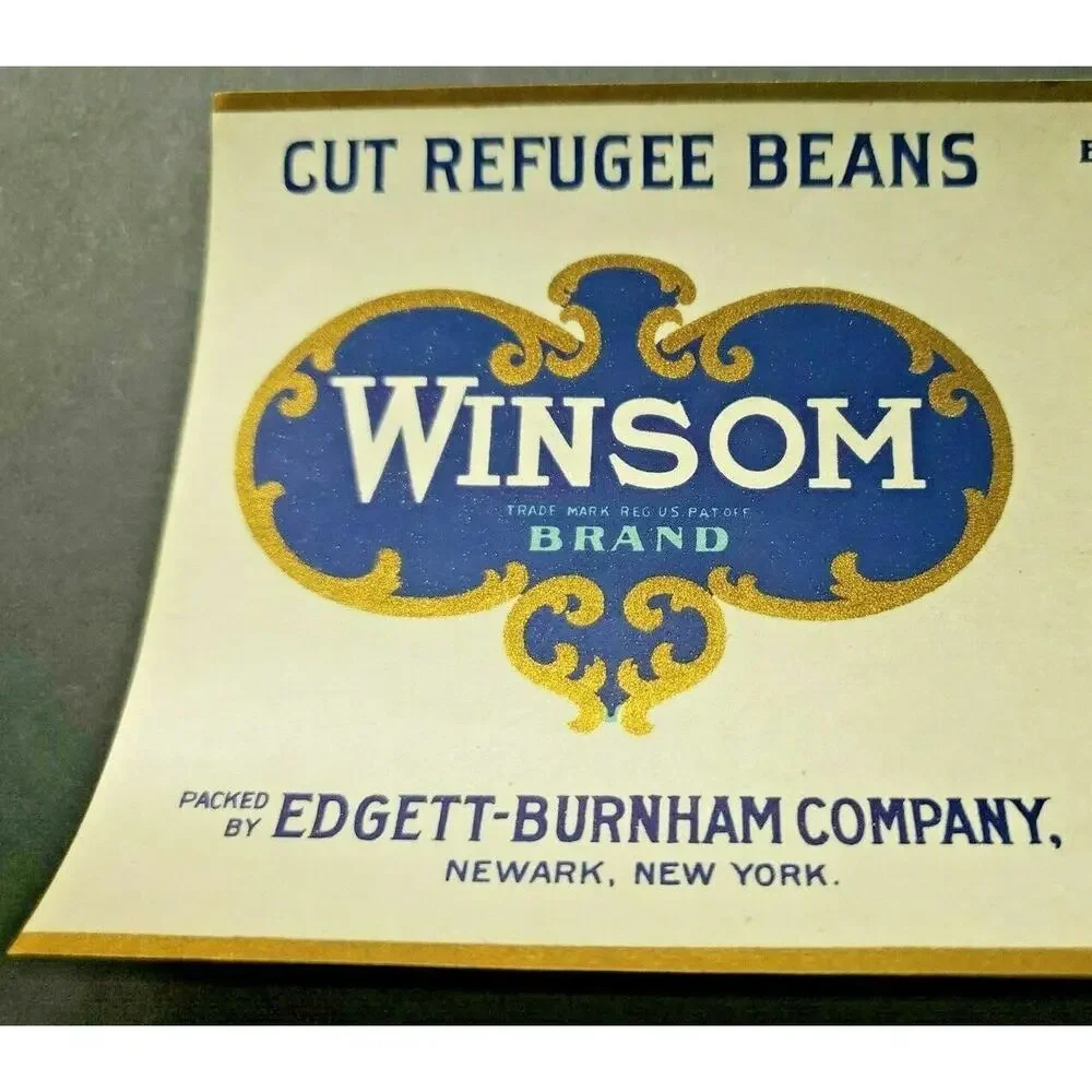 Vintage Winsom Brand Cut Beans Edgett Burnham Co New‎ York 1940s Can Label B-2